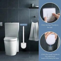 Brosses De Toilette, Brosse De Toilette En Silicone Avec Porte-brosse à Séchage Rapide Noir 367x87x39mm FUIENKO -Geberit || Grohe || ALLIBERT Soldes 64473021 4