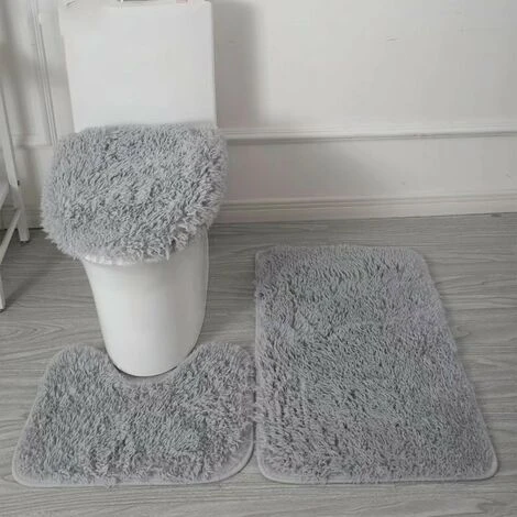 Tapis De Bain Ensemble, Set De Tapis Toilette Antidérapant Absorbant Tapis, Tapis Salle De Bain + Tapis Contour WC + Couvercle De Couvercle De Toilette (Gris) 56Vingt 3 Tapis De Bain Ensemble, Set De Tapis Toilette Antidérapant Absorbant Tapis, Tapis Salle De Bain + Tapis Contour WC + Couvercle De Couvercle De Toilette (Gris) 56Vingt