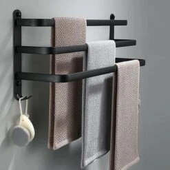 Porte-serviettes Mural En Aluminium 3 Niveaux Avec Crochets 60 Cm Porte-serviettes Noir étanche Pour Salle De Bain Cuisine Salle De Bain-BDD -Geberit || Grohe || ALLIBERT Soldes 65377801 3
