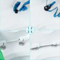 Accessoires à Charnière Pour Siège De Toilette Fixe Kit à Charnière à Dégagement Rapide Kit De Vis De Réglage En Acier Inoxydable à Verrouillage De Recharge -Geberit || Grohe || ALLIBERT Soldes 65626637 4