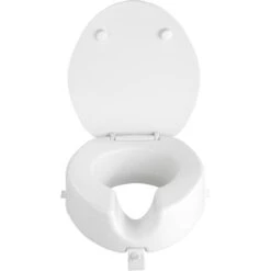 WENKO Abattant Rehausseur WC Adulte, Rehausseur WC 5 Cm Avec Frein De Chute, Secura, Capacité De Charge 150kg, Duroplast, 41.5x19x44 Cm, Blanc