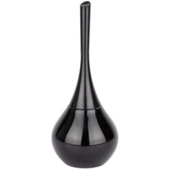 WENKO Brosse WC Flakon, Porte Brosse WC Céramique Et Brosse WC Noire, Céramique - Plastique, ø17,0x41,5 Cm, Noir