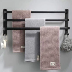 Porte Serviettes Salle De Bains, Barres Porte Serviettes Mural Adhesif Pour Douche Et Cuisine Noir FUIENKO -Geberit || Grohe || ALLIBERT Soldes 66390394 3