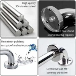 RHAFAYRE 30 Cm Barre D'Appui Douche Poignée De Baignoire Barres, Barre D'Appui En Inox Murale Robuste Antidérapantes Poignée De Sécurité Pour WC, Salle De Bain, Cuisine, Stairway -Geberit || Grohe || ALLIBERT Soldes 66577496 4