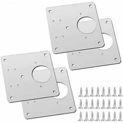 ZOLGINAH 4 Pièces Plaque De Réparation De Charnière D'armoire Avec Trou, Supports De Réparation Plaques Installation Facile Avec 24 Vis, Kit De Réparation De Charnière Pour Bois, Meubles, Étagères