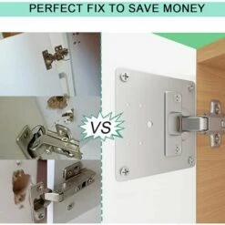 ZOLGINAH 4 Pièces Plaque De Réparation De Charnière D'armoire Avec Trou, Supports De Réparation Plaques Installation Facile Avec 24 Vis, Kit De Réparation De Charnière Pour Bois, Meubles, Étagères -Geberit || Grohe || ALLIBERT Soldes 66820115 4