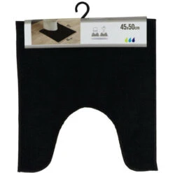 TENDANCE - Tapis Contour WC En Polyester Noir 45 X 50 Cm