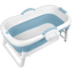 Froadp Baignoires Pliante Adultes Mobiles Pour Bébés Bathtubs Avec Couvercle & Tablette & Mains Courantes Baignoire Sur Pied Baignoire-Douche Portable Sauna Pour Salle De Bain Extérieur (118x60x53cm) -Geberit || Grohe || ALLIBERT Soldes 67452984 3