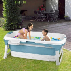 Froadp Baignoires Pliante Adultes Mobiles Pour Bébés Bathtubs Avec Couvercle & Tablette & Mains Courantes Baignoire Sur Pied Baignoire-Douche Portable Sauna Pour Salle De Bain Extérieur (128x60x53cm) -Geberit || Grohe || ALLIBERT Soldes 67453179 4