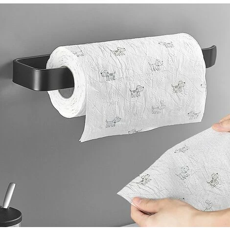 Porte Sopalin Mural Noir,33cm Porte Essuie Tout Mural Auto-Adhésif Ou à Percer,Support Sopalin Space En Aluminium Pour Cuisine,Salle De Bain,Placards,Vertical Ou Horizontal,Noir 4 Porte Sopalin Mural Noir,33cm Porte Essuie Tout Mural Auto-Adhésif Ou à Percer,Support Sopalin Space En Aluminium Pour Cuisine,Salle De Bain,Placards,Vertical Ou Horizontal,Noir – Image 2