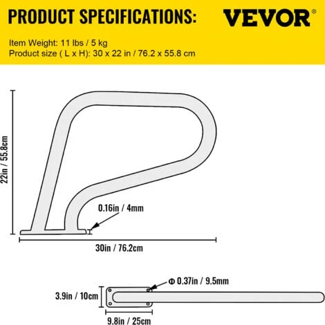 VEVOR Rampe Piscine Inox Barre D'Appui Rail Avec Housse Poignée 76,2x55,8 Cm 4 VEVOR Rampe Piscine Inox Barre D'Appui Rail Avec Housse Poignée 76,2x55,8 Cm – Image 2
