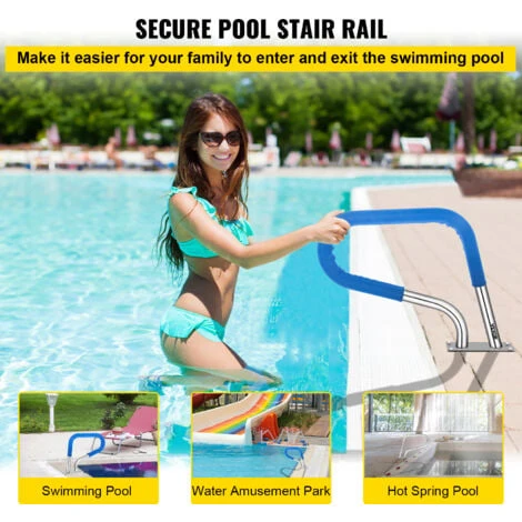 VEVOR Rampe Piscine Inox Barre D'Appui Rail Avec Housse Poignée 76,2x55,8 Cm 5 VEVOR Rampe Piscine Inox Barre D'Appui Rail Avec Housse Poignée 76,2x55,8 Cm – Image 3