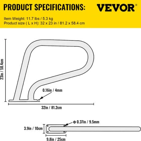 VEVOR Rampe Piscine Inox Barre D'Appui Rail Avec Housse Poignée 81,2x58,4 Cm 4 VEVOR Rampe Piscine Inox Barre D'Appui Rail Avec Housse Poignée 81,2x58,4 Cm – Image 2