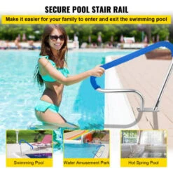 VEVOR Rampe Piscine Inox Barre D'Appui Rail Avec Housse Poignée 98,9x81,3 Cm -Geberit || Grohe || ALLIBERT Soldes 69342615 3