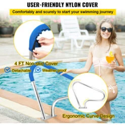 VEVOR Rampe Piscine Inox Barre D'Appui Rail Avec Housse Poignée 98,9x81,3 Cm -Geberit || Grohe || ALLIBERT Soldes 69342615 4