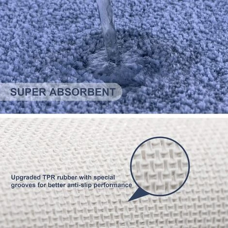 ZOLGINAH Tapis Contour WC Antidérapant Tapis De Toilette WC Épaissi Tapis WC Absorbant Tapis Salle De Bain Ultra Doux En Microfibre, Séchage Rapide, Lavable En Machine - 50 X 60cm (Wedgewood) 6 ZOLGINAH Tapis Contour WC Antidérapant Tapis De Toilette WC Épaissi Tapis WC Absorbant Tapis Salle De Bain Ultra Doux En Microfibre, Séchage Rapide, Lavable En Machine - 50 X 60cm (Wedgewood) – Image 4