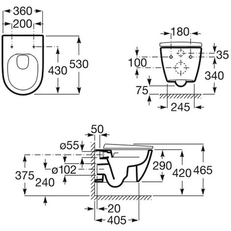 Roca Ona Cuvette Sans Bride Et Fixations Invisibles + Abattant Soft Close (Onarimless) 4 Roca Ona Cuvette Sans Bride Et Fixations Invisibles + Abattant Soft Close (Onarimless) – Image 2