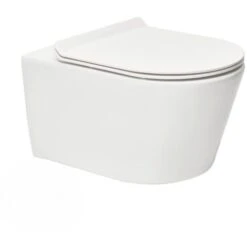 Swiss Aqua Technologies Brevis WC Suspendu Sans Bride, Fixations Invisibles + Abattant Ultra-fin, Softclose (BrevisRimless)