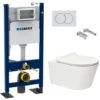 Geberit Pack Autoportant Bâti-support Duofix + WC Sans Bride SAT Brevis + Abattant Ultra-fin, Softclose + Plaque Blanche -Geberit || Grohe || ALLIBERT Soldes 70299030 1