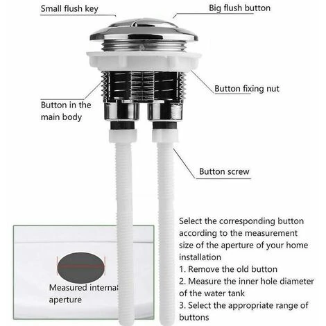 Mécanisme De Chasse D'eau Lot De 1 Boutons Pression Universels Pour Réservoir D'eau De WC - 38 Mm - Bouton Pop-up - Bouton De Chasse D'eau Standard 5 Mécanisme De Chasse D'eau Lot De 1 Boutons Pression Universels Pour Réservoir D'eau De WC - 38 Mm - Bouton Pop-up - Bouton De Chasse D'eau Standard – Image 3