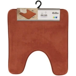 TENDANCE - Tapis Contour WC En Microfibre Cuivre 45 X 50 Cm