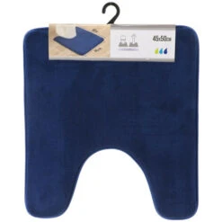 TENDANCE - Tapis Contour WC En Microfibre Bleu Marine 45 X 50 Cm