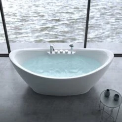 Sogood Baignoire îlot Ovale 180cm Blanc Vicenza603 Acrylique Avec Robinetterie 180x80x80 -Geberit || Grohe || ALLIBERT Soldes 71432424 3