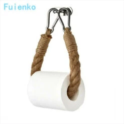 Porte-papier Toilette ，Porte-Papier Hygiénique Corde De Chanvre Porte-Papier Hygiénique 60cm Brun FUIENKO