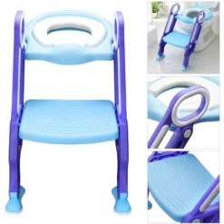 Randaco Siège De Toilette Enfant Pliable Et Réglable, Reducteur De Toilette Bébé Réglable En Hauteur Antidérapant Violet+Bleu