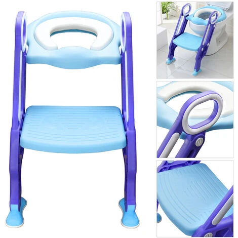 Randaco Siège De Toilette Enfant Pliable Et Réglable, Reducteur De Toilette Bébé Réglable En Hauteur Antidérapant Violet+Bleu 3 Randaco Siège De Toilette Enfant Pliable Et Réglable, Reducteur De Toilette Bébé Réglable En Hauteur Antidérapant Violet+Bleu