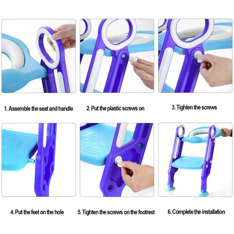 Randaco Siège De Toilette Enfant Pliable Et Réglable, Reducteur De Toilette Bébé Réglable En Hauteur Antidérapant Violet+Bleu 5 Randaco Siège De Toilette Enfant Pliable Et Réglable, Reducteur De Toilette Bébé Réglable En Hauteur Antidérapant Violet+Bleu – Image 3