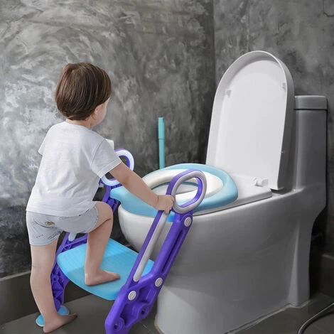 Randaco Siège De Toilette Enfant Pliable Et Réglable, Reducteur De Toilette Bébé Réglable En Hauteur Antidérapant Violet+Bleu 7 Randaco Siège De Toilette Enfant Pliable Et Réglable, Reducteur De Toilette Bébé Réglable En Hauteur Antidérapant Violet+Bleu – Image 5