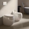 Paire De Sanitaires à Fleur De Mur Avec Toilette Sans Rebord Modèle Cloud De Rak Ceramics Avec Housse De Siège Cm 56 -Geberit || Grohe || ALLIBERT Soldes 71637976 1