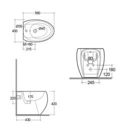 Paire De Sanitaires à Fleur De Mur Avec Toilette Sans Rebord Modèle Cloud De Rak Ceramics Avec Housse De Siège Cm 56 -Geberit || Grohe || ALLIBERT Soldes 71637976 4