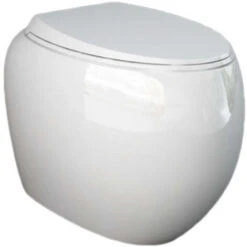 Paire De Sanitaires à Fleur De Mur Avec Toilette Sans Rebord Modèle Cloud De Rak Ceramics Avec Housse De Siège Cm 56 -Geberit || Grohe || ALLIBERT Soldes 71637976 5