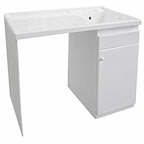 Meuble Vasque Avec Cache Machine à Laver 108x60 H.90 En Résine Utilisable En Extérieur - Version Avec Vasque à Droite 3 Meuble Vasque Avec Cache Machine à Laver 108x60 H.90 En Résine Utilisable En Extérieur - Version Avec Vasque à Droite