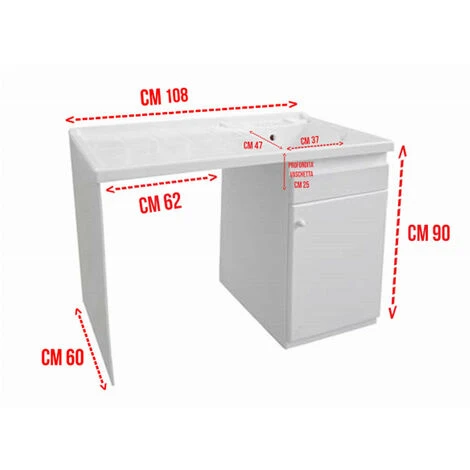 Meuble Vasque Avec Cache Machine à Laver 108x60 H.90 En Résine Utilisable En Extérieur - Version Avec Vasque à Droite 4 Meuble Vasque Avec Cache Machine à Laver 108x60 H.90 En Résine Utilisable En Extérieur - Version Avec Vasque à Droite – Image 2