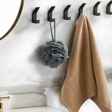 Lot De 6 Patères Murales Patères Porte-serviettes Crochets De Porte Sans Perçage Patères En Aluminium Porte-manteau Mural Autocollant, Noir 6 Lot De 6 Patères Murales Patères Porte-serviettes Crochets De Porte Sans Perçage Patères En Aluminium Porte-manteau Mural Autocollant, Noir – Image 4
