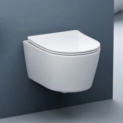 Sogood WC Suspendu Céramique Blanc Toilette Abattant Silencieux Avec Frein De Chute Aix306