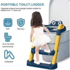 Siège Toilette Enfant Avec Échelle, Réducteur De WC Pour Enfants Anti-dérapant, Pliable Et Réglable, Reducteur De Toilette Bébé Avec Coussin Poignée Dossier Pour Enfants 1-7 Ans -Geberit || Grohe || ALLIBERT Soldes 75394559 2