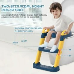Siège Toilette Enfant Avec Échelle, Réducteur De WC Pour Enfants Anti-dérapant, Pliable Et Réglable, Reducteur De Toilette Bébé Avec Coussin Poignée Dossier Pour Enfants 1-7 Ans -Geberit || Grohe || ALLIBERT Soldes 75394559 3