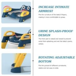 Siège Toilette Enfant Avec Échelle, Réducteur De WC Pour Enfants Anti-dérapant, Pliable Et Réglable, Reducteur De Toilette Bébé Avec Coussin Poignée Dossier Pour Enfants 1-7 Ans -Geberit || Grohe || ALLIBERT Soldes 75394559 5