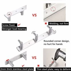 SVKBJROY Patère à 3 Crochets Pour Peignoir Serviette Salle De Bain Crochet Mural Accroche Porte Torchon Cuisine Patere Murale En Acier Inoxydable -Geberit || Grohe || ALLIBERT Soldes 76480966 4