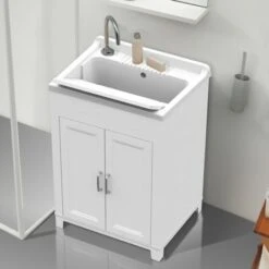Meuble Lavabo 2 Portes En Résine Pour Buanderie 60x50cm Mong -Geberit || Grohe || ALLIBERT Soldes 77552494 5