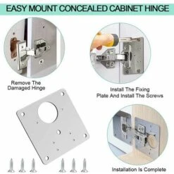 RHAFAYRE 4 Pièces Plaque De Réparation De Charnière D'armoire Avec Trou, Supports De Réparation Plaques Installation Facile Avec 24 Vis, Kit De Réparation De Charnière Pour Bois, Meubles, Étagères -Geberit || Grohe || ALLIBERT Soldes 77706828 5