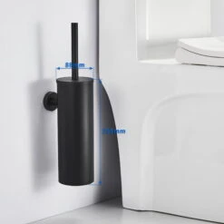 Auralum Brosse Toilettes WC Suspendu Noir Avec Support De Brosse, Balai Toilette WC En Acier INOX 304 à Manche Long, Brosse De Toilette Avec Support Brosse Antibactérienne -Geberit || Grohe || ALLIBERT Soldes 77741504 5