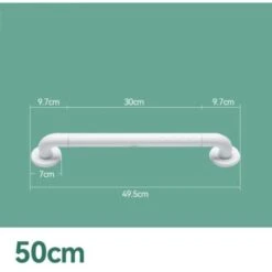 Barres D'Appui Pour Salle De Bain Avec Cercles Lumineux - Poignée De Douche Antidérapante Ultra Adhérente Pour Baignoires Et Toilettes - Personnes âgées, Handicapées, Enceintes - 50cm