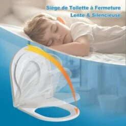 Abattant WC Familial Siège De Toilette Frein De Chute Forme U Pour Famille 2 En 1 Adultes Et Enfants Couvercle De Toilette Dégagement Rapide à Un Bouton Charnière Réglable - TBTS03Y -Geberit || Grohe || ALLIBERT Soldes 79466689 4