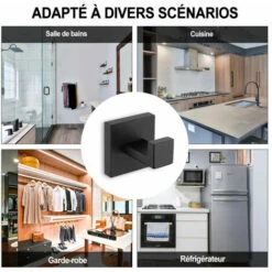 2 Pièces Crochets Muraux Crochets Porte-Serviettes Noir En Acier Inoxydable 304 Crochets Crochets Antirouille Crochets Étanches Accessoires De Salle De Bain Patères, Noir -Geberit || Grohe || ALLIBERT Soldes 80006878 3