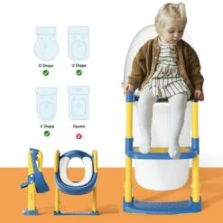Reducteur Toilette Enfant Avec Marche, Coussin - Siège De Toilette Pliable, Hauteur Réglable Pour Garcon Fille - Dès 3 Ans -Geberit || Grohe || ALLIBERT Soldes 80274916 4